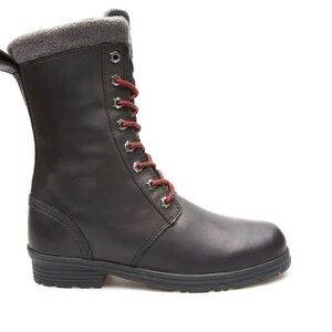 Women's Black Leather Boots with Red Laces